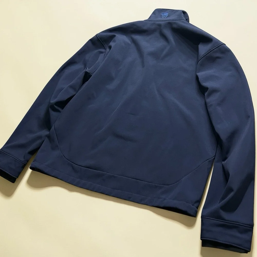Mens Mountain Hardwear Softshell Jacket Large Navy Full Zip Fleece Lined Coat - Picture 7 of 10